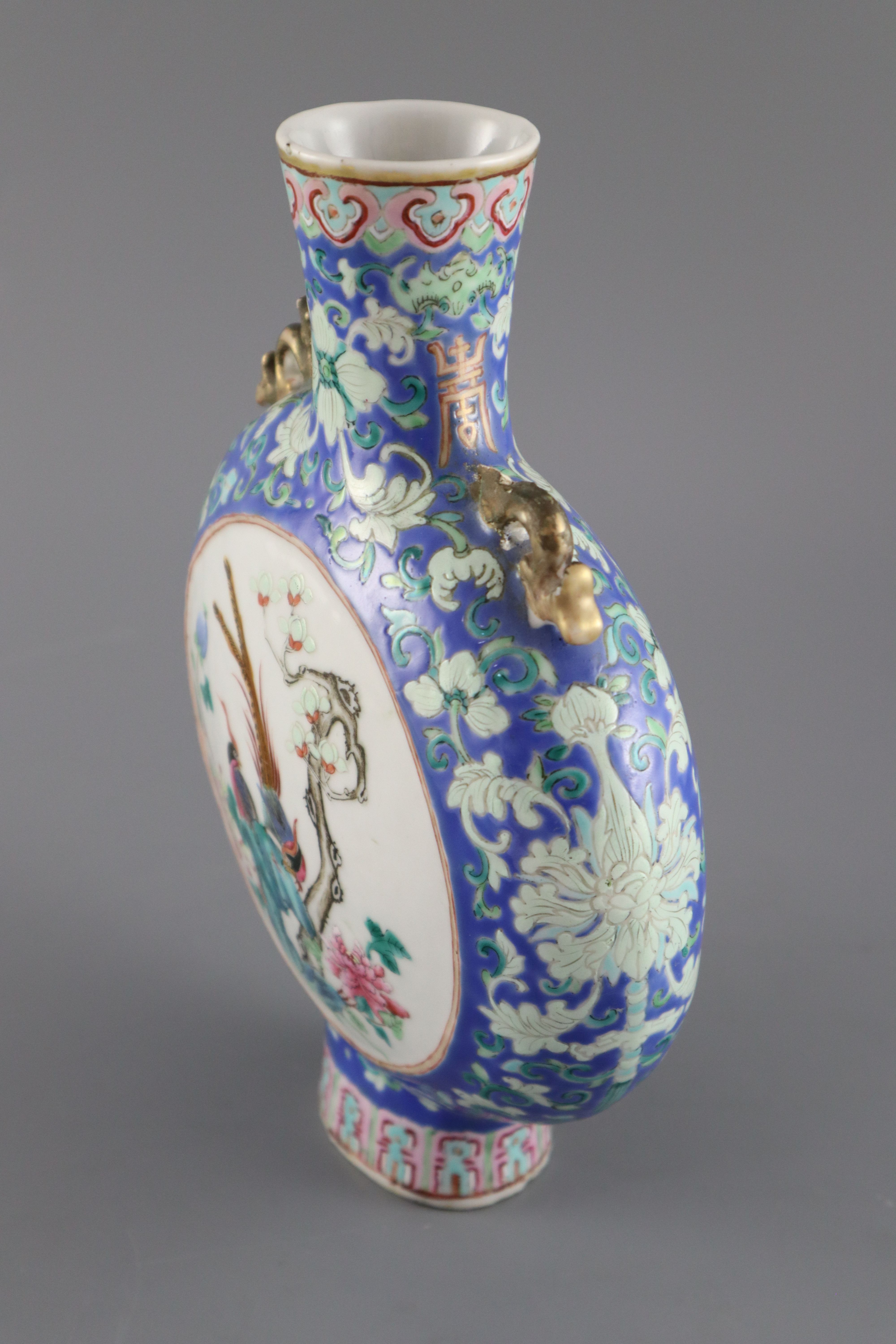 A Chinese famille rose moon flask, 19th century, 25cm high